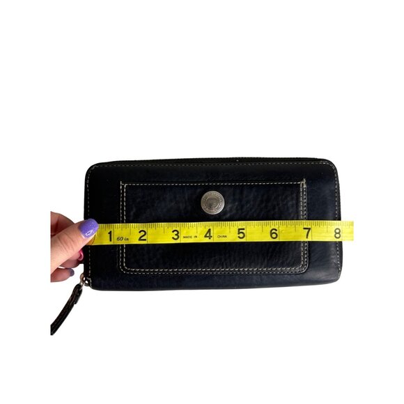 Coach Pebbled Leather Zip Around Long Wallet Color Black - Picture 6 of 6